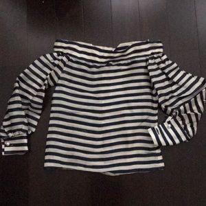 Oscar De La Renta Navy striped boatneck blouse